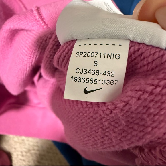 Nike Pro Women's Dri-FIT Cropped Half-Zip Sweatshirt Navy/Pink Oversized Small - Picture 5 of 8